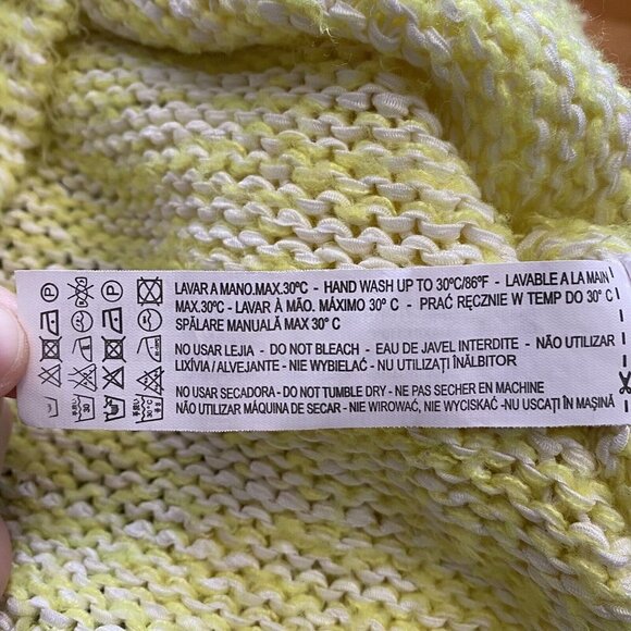 Zara Girls Knit Sweater Yellow White 5-6 - Picture 7 of 7